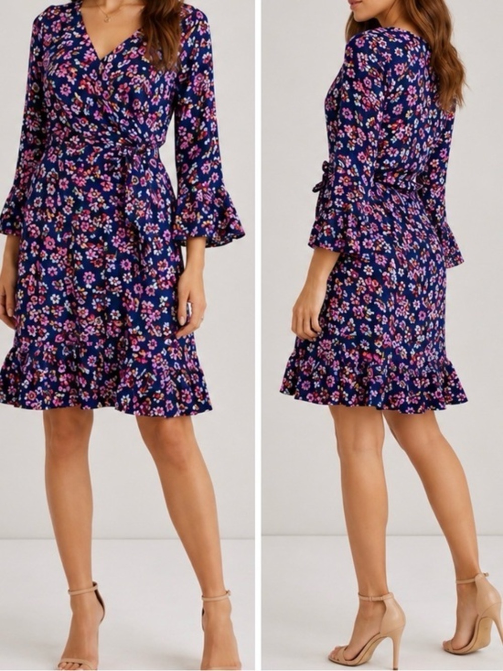 & Other Stories Tie Frill Dress in Floral Multicolored
